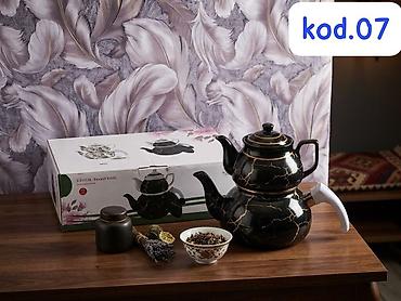 Çaydanlar və qəhvədanlar: Emallı 2 mərtəbəli çaydan dəsti – kod.07 Xüsusiyyətlər: - Material — 2