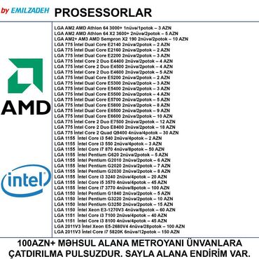 Prosessorlar: Prosessor Intel Core i5 Prosessorlar, 3-4 GHz, 4 nüvə, İşlənmiş