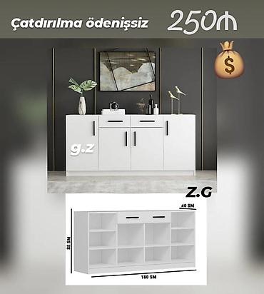 ak mebel: Kamod - Rəng: ağ, qara rəngli tutacaqlar - Ölçülər: 180 sm (eni) x 85 — 1