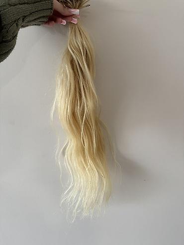 tebii daş: 60 smAçıq sarı rəngdə təbii saç tutaması – keratin uclarla — 1