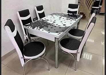 Setovi stolova i stolica: Trpezarijski set – sto sa staklenom pločom i 6 stolica - Dizajn — 5