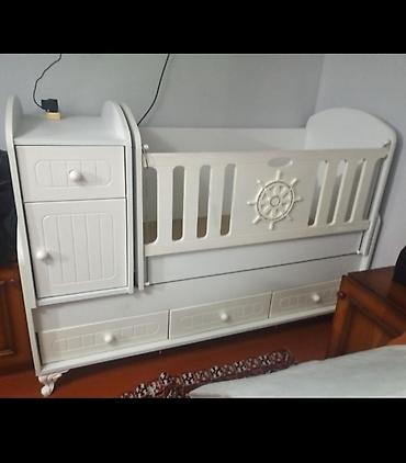 madeyra matras: Uşaq beşiyi – kombinə edilmiş model - Rəng: ağ - Material: MDF/taxta — 1