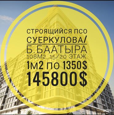 Продажа квартир: 3 комнаты, 108 м², Элитка, 15 этаж, ПСО (под самоотделку)