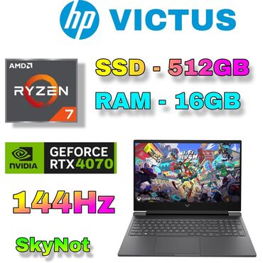 HP: Yeni HP Victus, 16 ", AMD Ryzen 7, 512 GB, Pulsuz çatdırılma