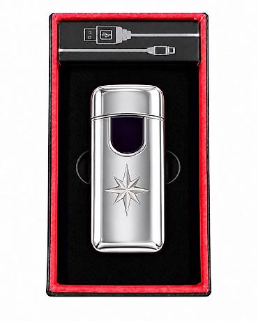 toy dekor: USB elektrik alışqanı — ulduz naxışlı, gümüşü, qutuda USB vasitəsilə — 2