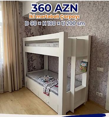 uşaq otaqı: İki mərtəbəli çarpayı – 360 AZN Ölçülər: D 90 × H 180 × U 200 sm — 1
