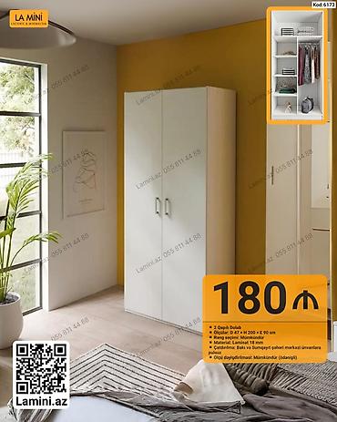 Mebel: İki qapılı geyim dolabı - Ölçülər: Dərinlik 47 sm × Hündürlük 200 sm — 1