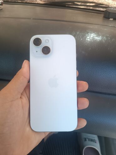 повербанк ми: IPhone 15, Жаңы, 128 ГБ, Көгүлтүр, Коргоочу айнек, Каптама, Кабель, 100 %
