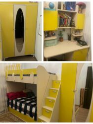 palid parket qiymeti: Для девочки и мальчика, Б/у, Двуспальная кровать, Письменный стол, Шкаф, Тумба