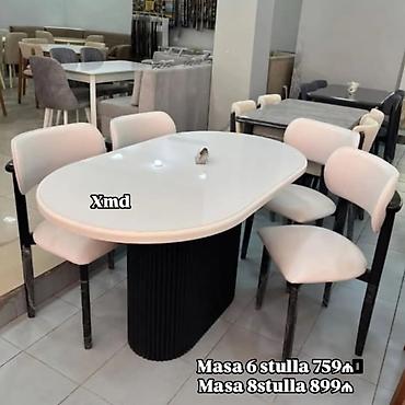 Masa və oturacaq dəstləri: Masa və stul dəsti - Dəst: masa + 6 stul - Forma: oval və ya — 14