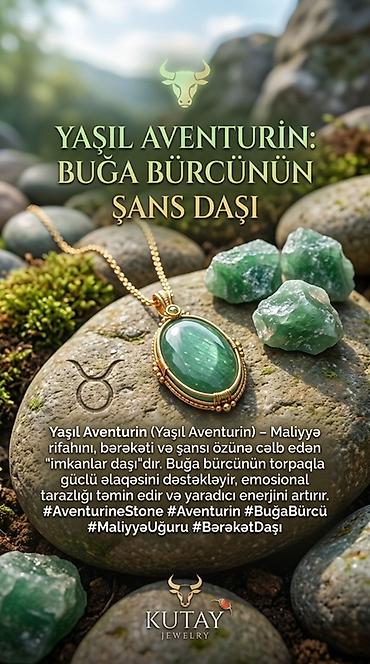 Kutay Jewelry – Bürc daşları kolleksiyası - Yaşıl Aventurin (Buğa