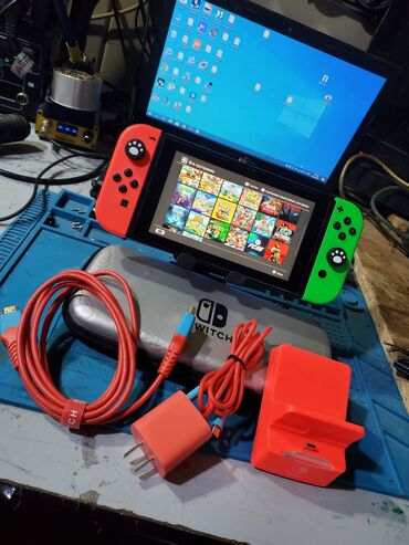 старый компьютер: Nintendo switch чипованная (прошитая) 32+128гб записано 20+ игр при