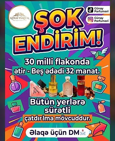 ŞOK ENDİRİM – Günay Parfumeri • 30 ml flakon ətirlər • 5 ədəd – 32