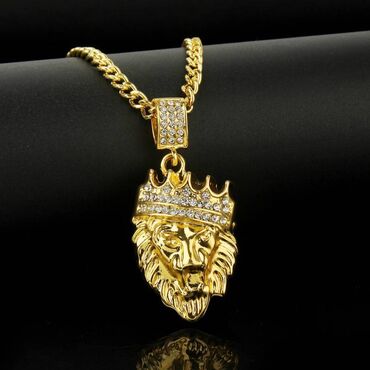 золото сепочки: Европа и америка императорская корона лев хип-хоп ожерелье necklace