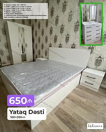 Ev və bağ: Yataq Dəsti – 160×200 sm Tərkibi: - Çarpayı: 1 ədəd, 160×200 sm - — 1