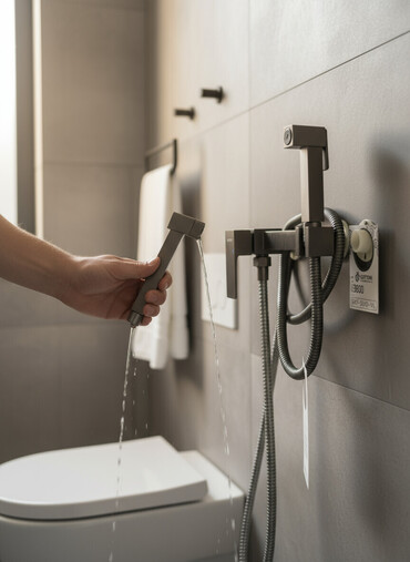 смеситель душевой: Комплект гигиенического душа Gattoni 3800, выполненный в современном