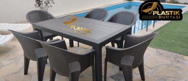 modern stol stul: Yeni, Dördbucaq masa, 6 stul, Stullar ilə, Plastik, Türkiyə