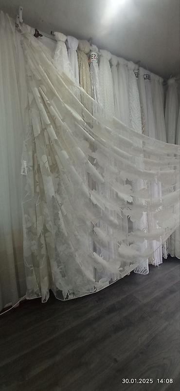 Тюли: Воздушная тюль с вышивкой «перья» - Полупрозрачная тюль в — 18