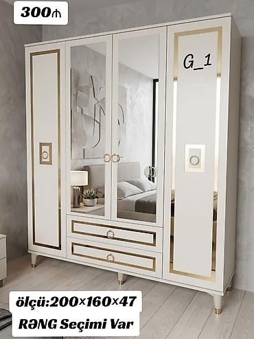 madeyra kitab refi: G_1 model qarderob - Ölçü: 200×160×47 sm - Rəng seçimi var - 4 qapılı — 1