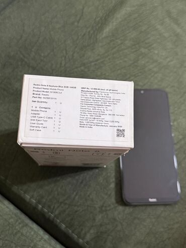 Redmi: Redmi Note 8, 64 GB, rəng - Ağ, Barmaq izi