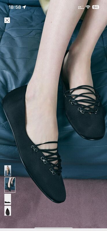 Балетки, Zara, Размер: 37, цвет - Черный, Новый