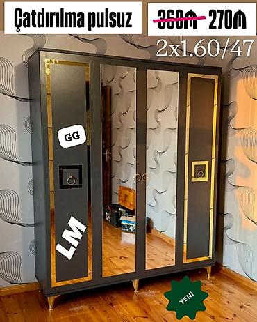 - Dörd qapılı geyim dolabı - Rəng: tünd boz/qızılı detallar - Orta lalafo.az -da - Dörd qapılı geyim dolabı - Rəng: tünd boz/qızılı detallar - Orta