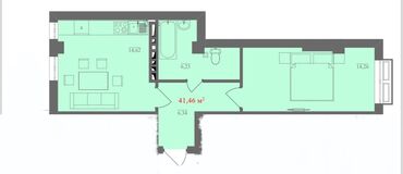 1х комнатная квартира: 1 комната, 42 м², Элитка, 5 этаж, ПСО (под самоотделку)
