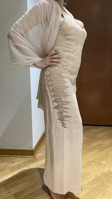 M (EU 38), color - Beige, Evening, With the straps