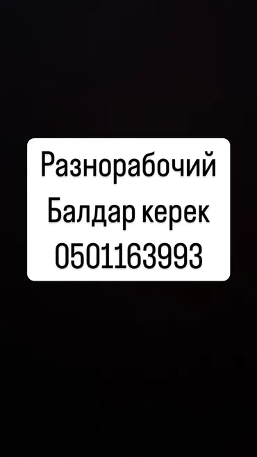 Талап кылынат Ар түрдүү жумуштарды жасаган жумушчу, Төлөм Күнүмдүк, Тажрыйбасыз