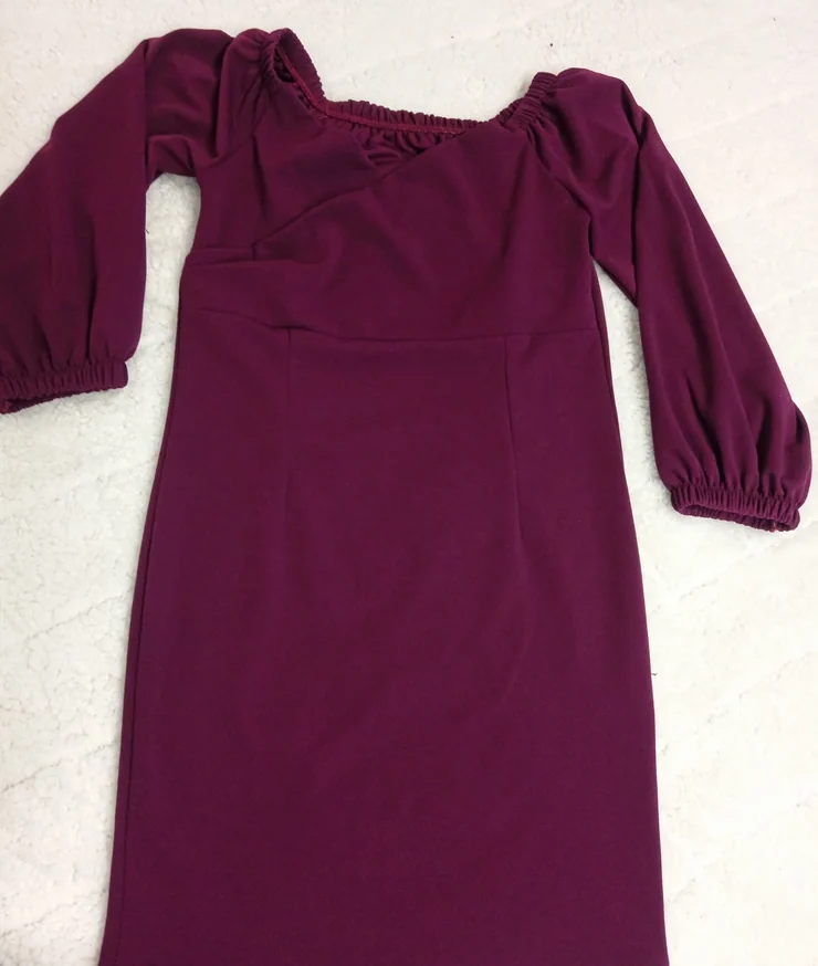 L (EU 40), color - Burgundy, Cocktail, Long sleeves