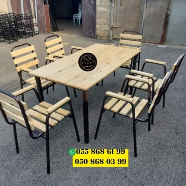 Новый, Прямоугольный стол, 4 стула, Нераскладной, Со стульями, Дерево, Азербайджан