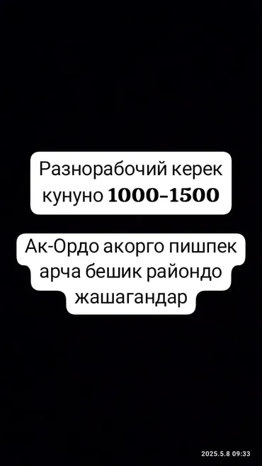 Требуется Разнорабочий, Оплата Каждые 10 дней, Без опыта