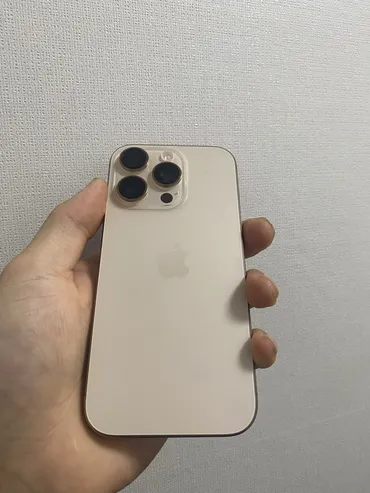 IPhone 16 Pro, Б/у, 256 ГБ, Desert Titanium, Зарядное устройство, Кабель, Коробка, 100 %