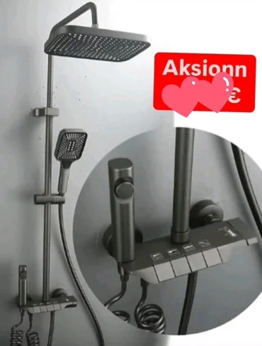 Moderan tuš sistem u mat crnoj boji sa kišnom i ručnom tuš slušalicom