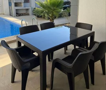 Новый, Прямоугольный стол, Раскладной, Со стульями, Пластик, Турция