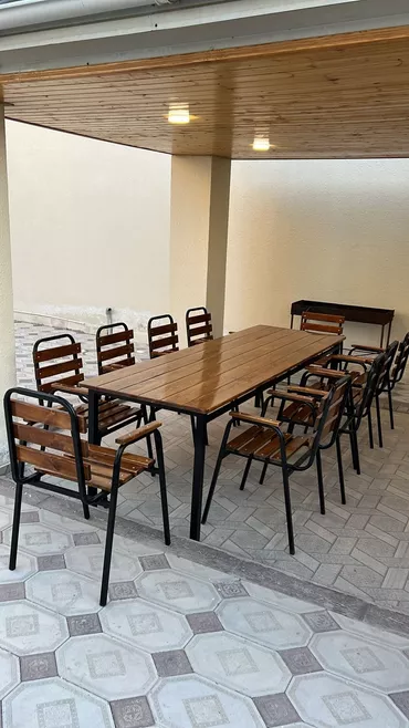 Новый, Квадратный стол, 4 стула, Нераскладной, Со стульями, Дерево, Азербайджан