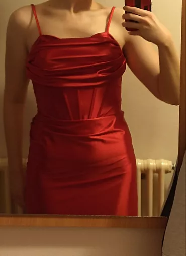 M (EU 38), color - Red, Evening, With the straps