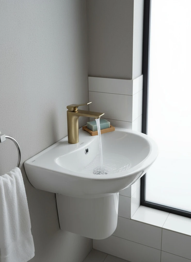 Раковина для ванной, Угловая форма, Материал: Керамика