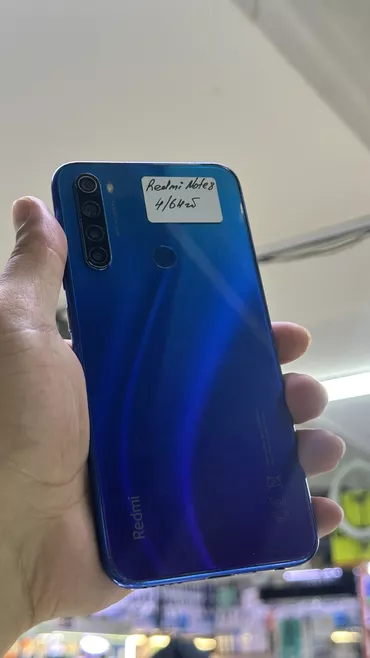 Redmi, Redmi Note 8, Колдонулган, 64 ГБ, түсү - Көк, 2 SIM