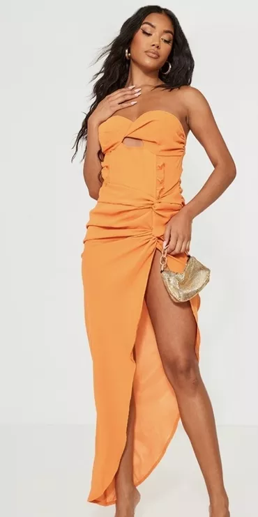 S (EU 36), color - Orange, Evening, Without sleeves