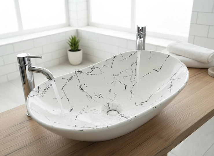 Раковина для ванной, Двойная форма, Материал: Керамика