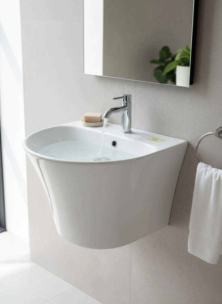 Раковина для ванной, Круглая форма, Материал: Керамика, Размер: 55 x 44 см