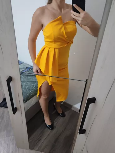 M (EU 38), color - Yellow, Evening, Without sleeves