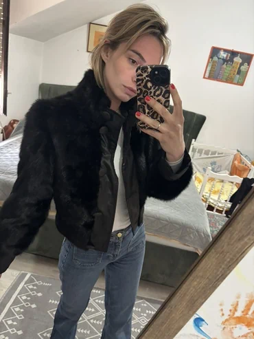 XS (EU 34), With lining, Faux fur, color - Black