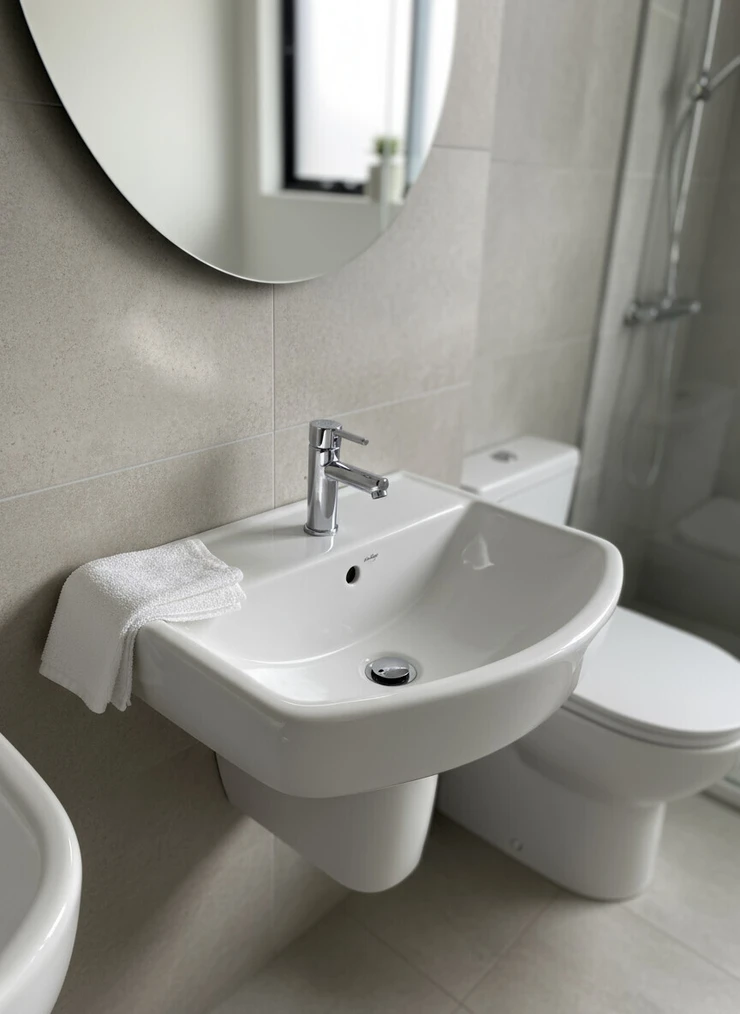 Раковина для ванной, Особенности: Глянцевое, Угловая форма, Материал: Керамика