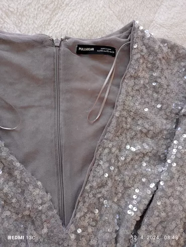 Pull and Bear XS (EU 34), color - Silver, Cocktail, Long sleeves