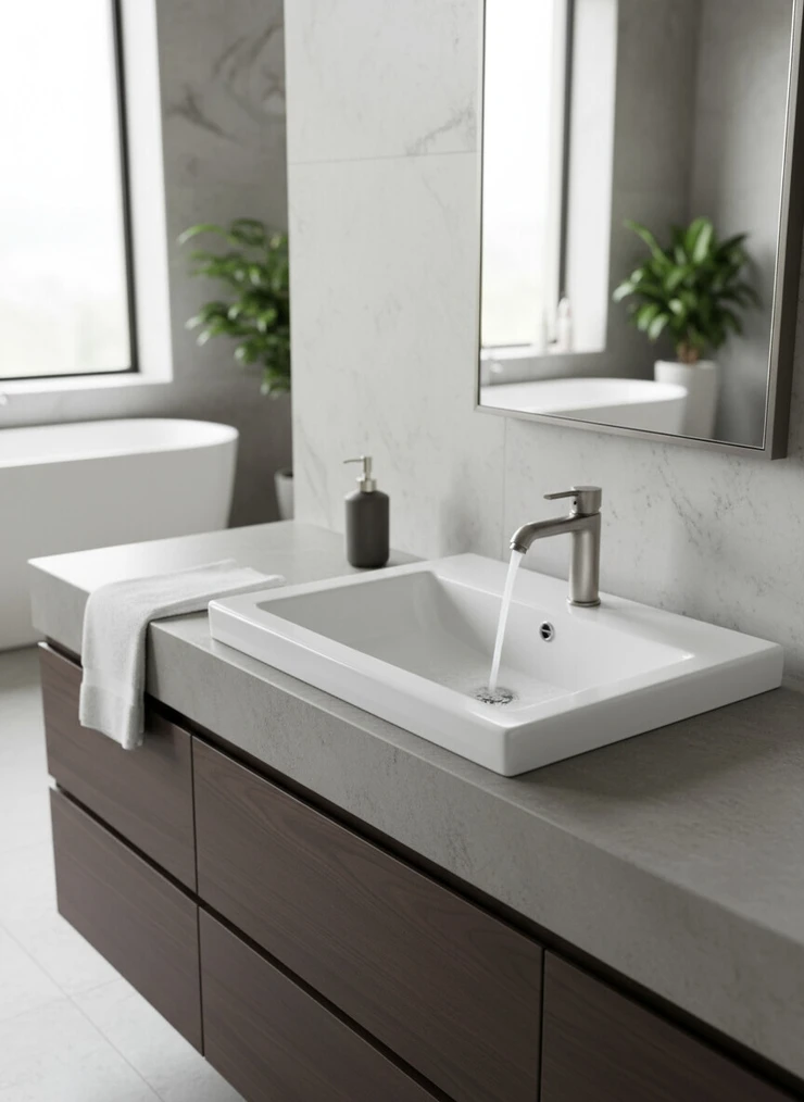 Раковина для ванной, Квадратная форма, Материал: Керамика, Размер: 65 x 46 см