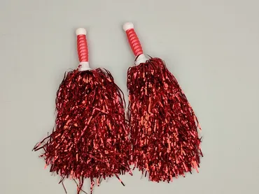 Para używanych, czerwonych pomponów cheerleaderskich w bardzo dobrym