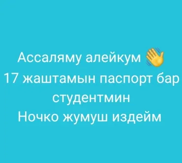Талап кылынат Ар түрдүү жумуштарды жасаган жумушчу, Төлөм Күнүмдүк, Тажрыйбасыз