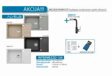 Setsudopera sa slavinom i sifonom INTERMEZZO SIROSP Dimenzije